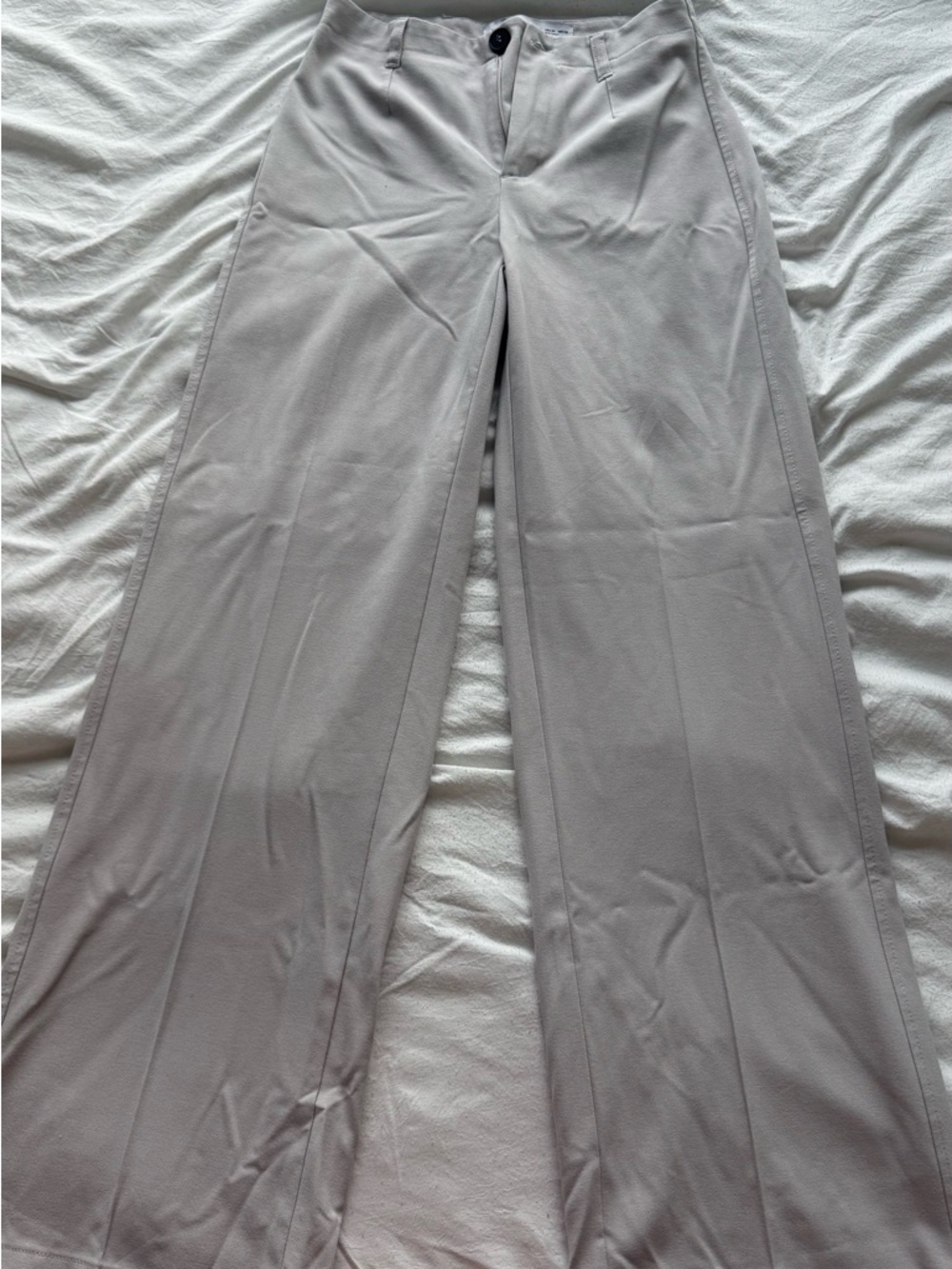 Bershka Cream High-Waist Wide Leg Pants - Picture 2 of 5
